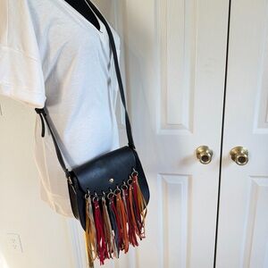 Mellow World Fringe Crossbody Bag Black Boho Tassel Purse Festival Southwestern